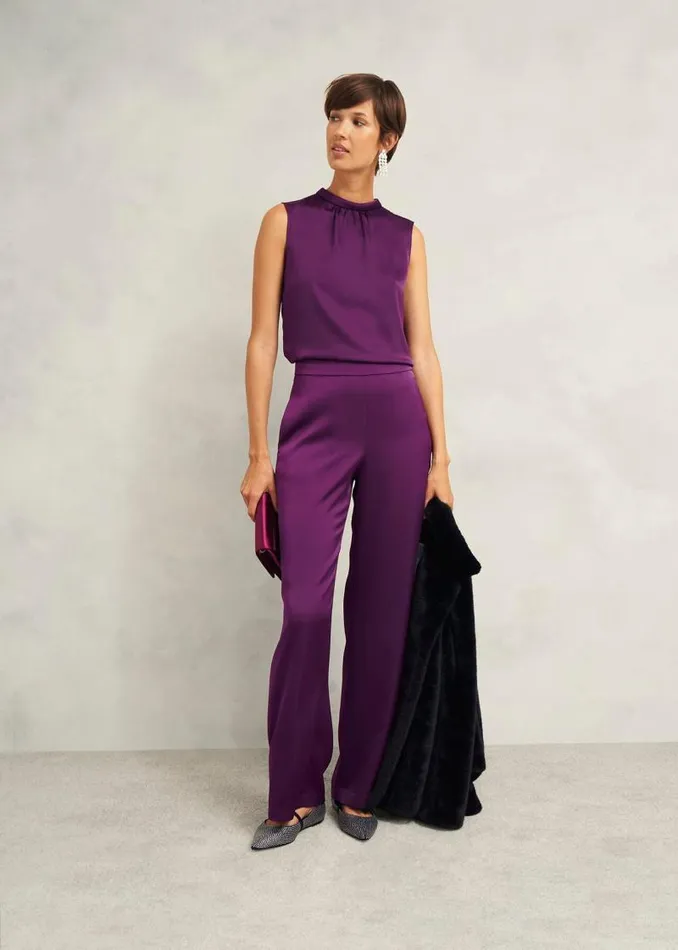 Women HOBBS Tops Eren Satin Blouse Vibrant Purple