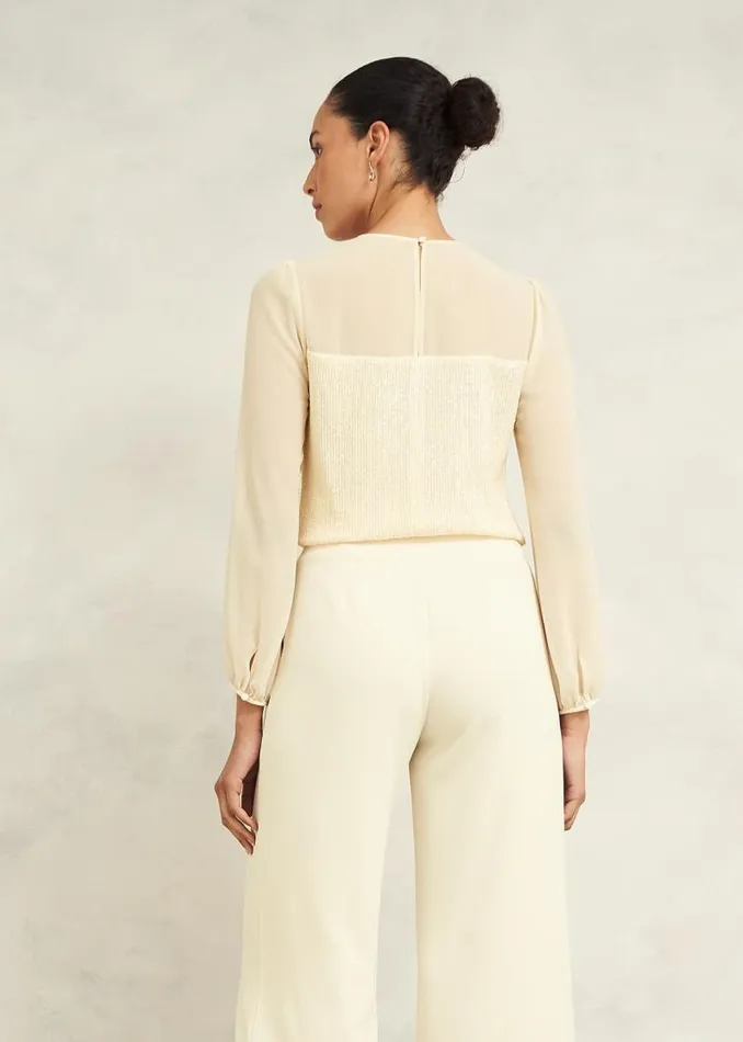 Women HOBBS Tops Zariah Sequin Top Buttercream