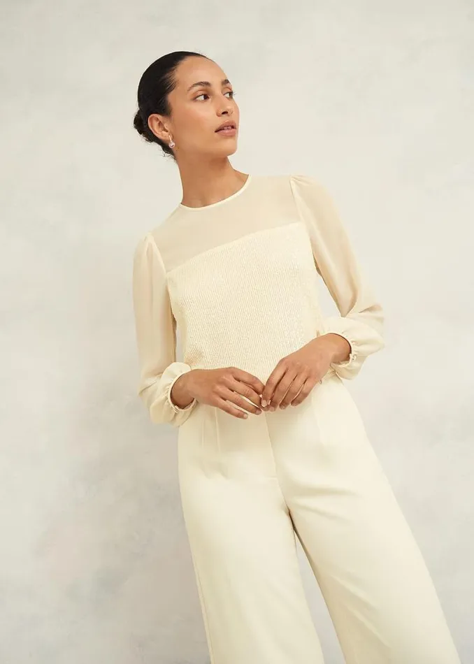 Women HOBBS Tops Zariah Sequin Top Buttercream