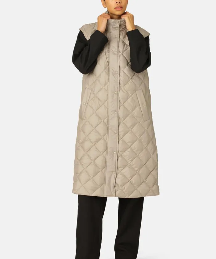 Women Ilse Jacobsen Long Down Vest 8211 Cobblestone