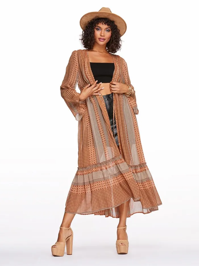 Women Jackets Blazers and Kimonos Jessica Simpson Marilyn Duster In Dew Stripe