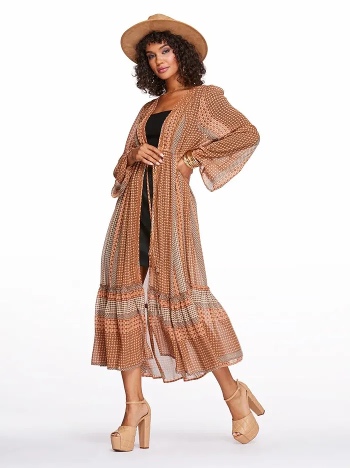 Women Jackets Blazers and Kimonos Jessica Simpson Marilyn Duster In Dew Stripe