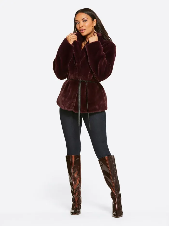 Women Jackets Blazers and Kimonos Jessica Simpson Sire Jacket In Winetasting