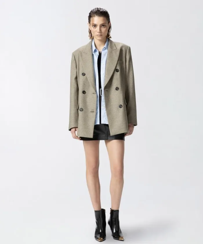 Women Jackets Pinko Oversized Doublebreasted Check Blazer Camellight Green Women Jackets Pinko Oversized Doublebreasted Check Blazer Camellight Green