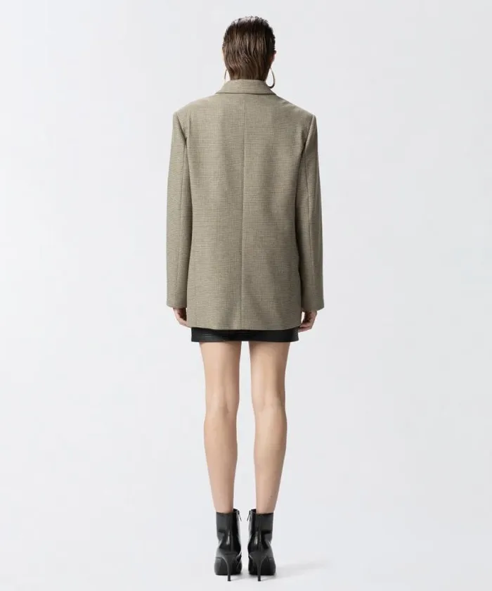 Women Jackets Pinko Oversized Doublebreasted Check Blazer Camellight Green Women Jackets Pinko Oversized Doublebreasted Check Blazer Camellight Green