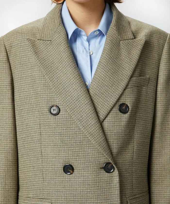 Women Jackets Pinko Oversized Doublebreasted Check Blazer Camellight Green Women Jackets Pinko Oversized Doublebreasted Check Blazer Camellight Green