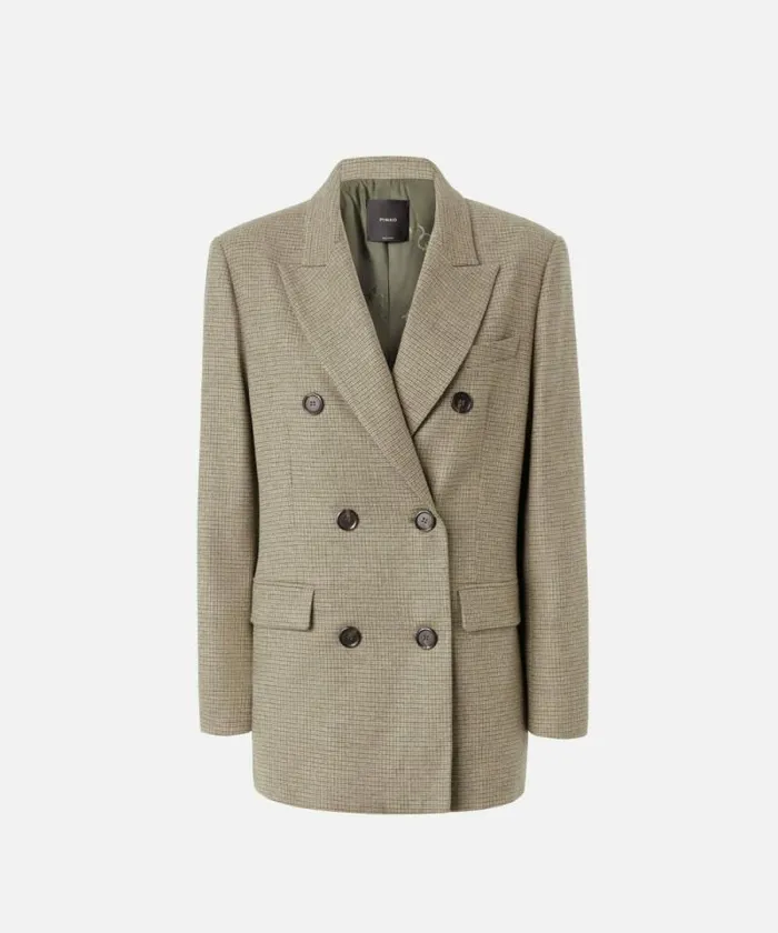 Women Jackets Pinko Oversized Doublebreasted Check Blazer Camellight Green Women Jackets Pinko Oversized Doublebreasted Check Blazer Camellight Green