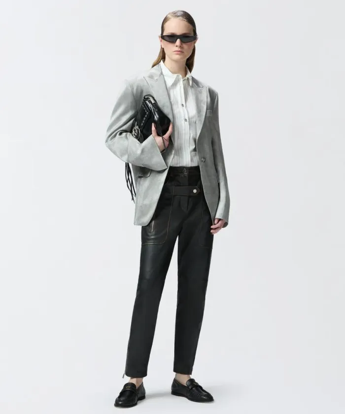 Women Jackets Pinko Singlebreasted Slub Satin Blazer Wild Dove Grey Women Jackets Pinko Singlebreasted Slub Satin Blazer Wild Dove Grey