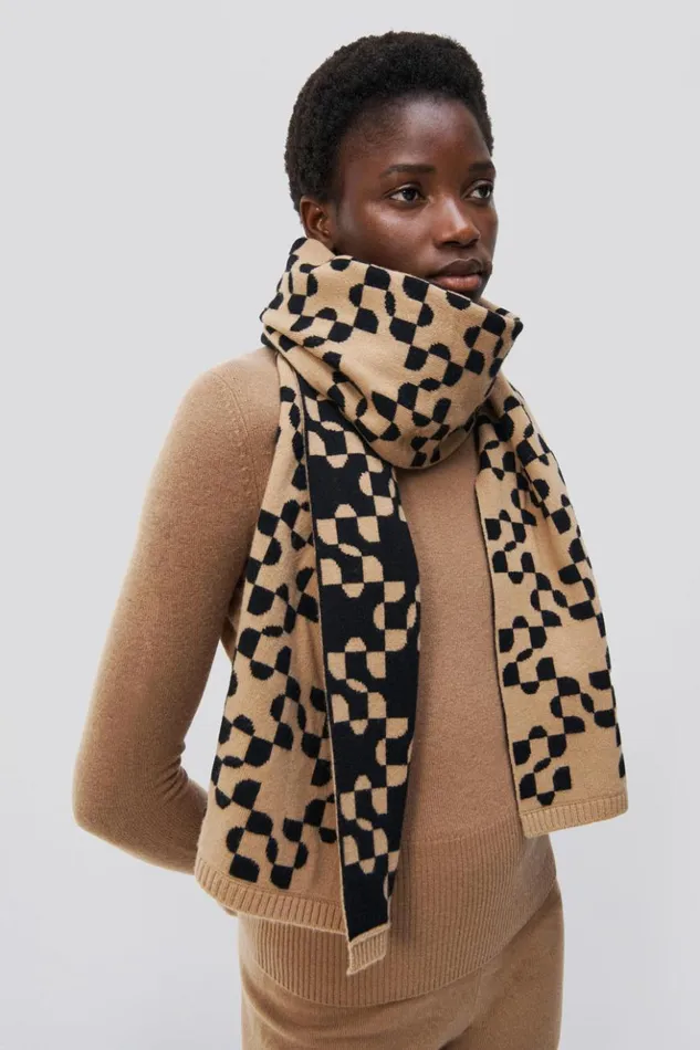 Women Jeanne Scarf Camel Black Multi Jonathan Simkhai Knitwear