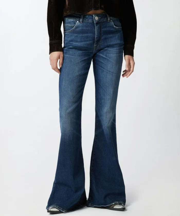 Women Jeans Pinko Dark Blue Wide Flared Jeans Medium Dark Vintage Wash Women Jeans Pinko Dark Blue Wide Flared Jeans Medium Dark Vintage Wash