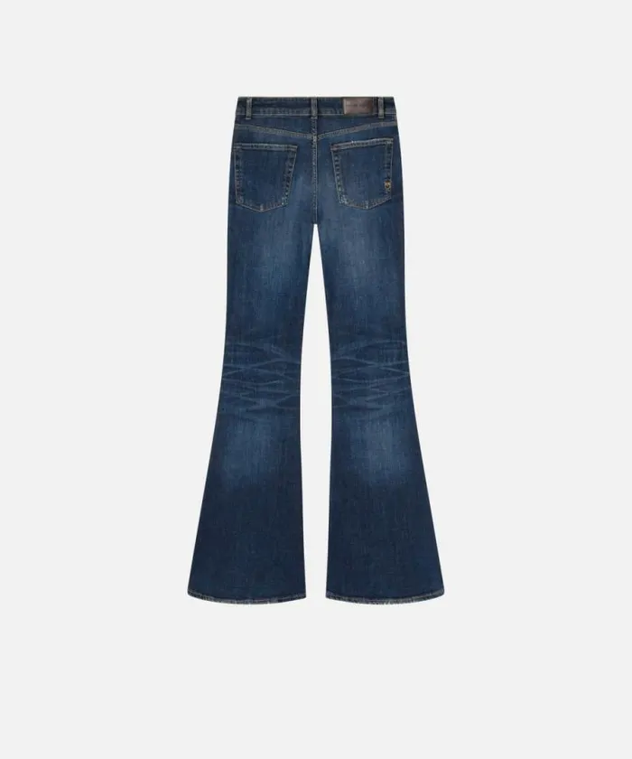 Women Jeans Pinko Dark Blue Wide Flared Jeans Medium Dark Vintage Wash Women Jeans Pinko Dark Blue Wide Flared Jeans Medium Dark Vintage Wash