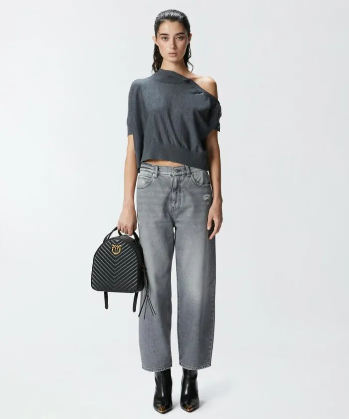 Women Jeans Pinko Light Grey Eggfit Jeans Light Grey Wash