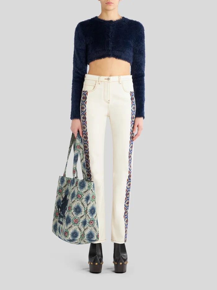Women Jeans With Floral Side Bands Etro Trousers
