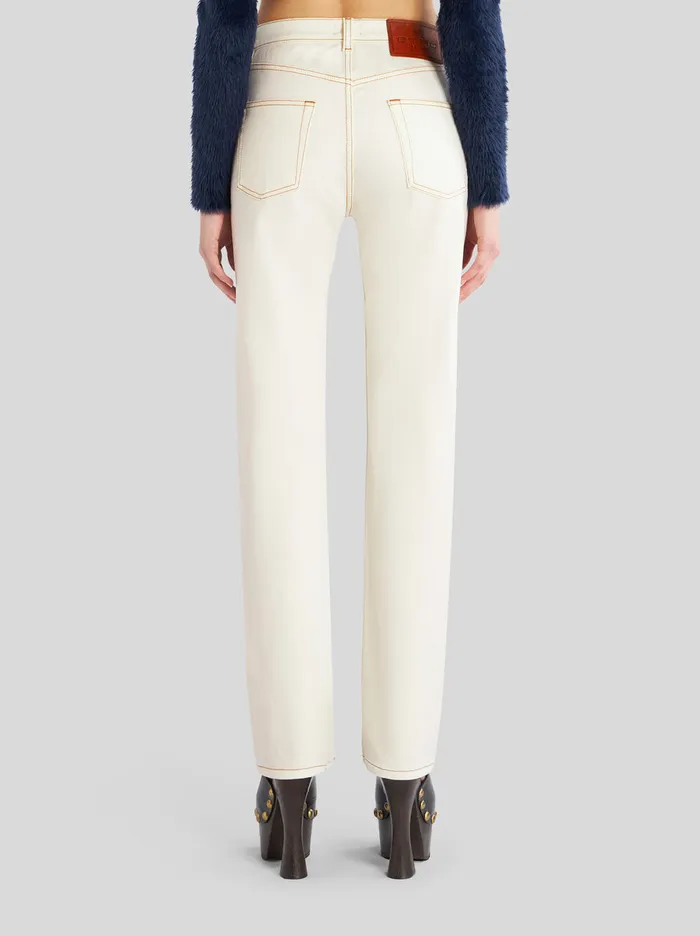 Women Jeans With Floral Side Bands Etro Trousers