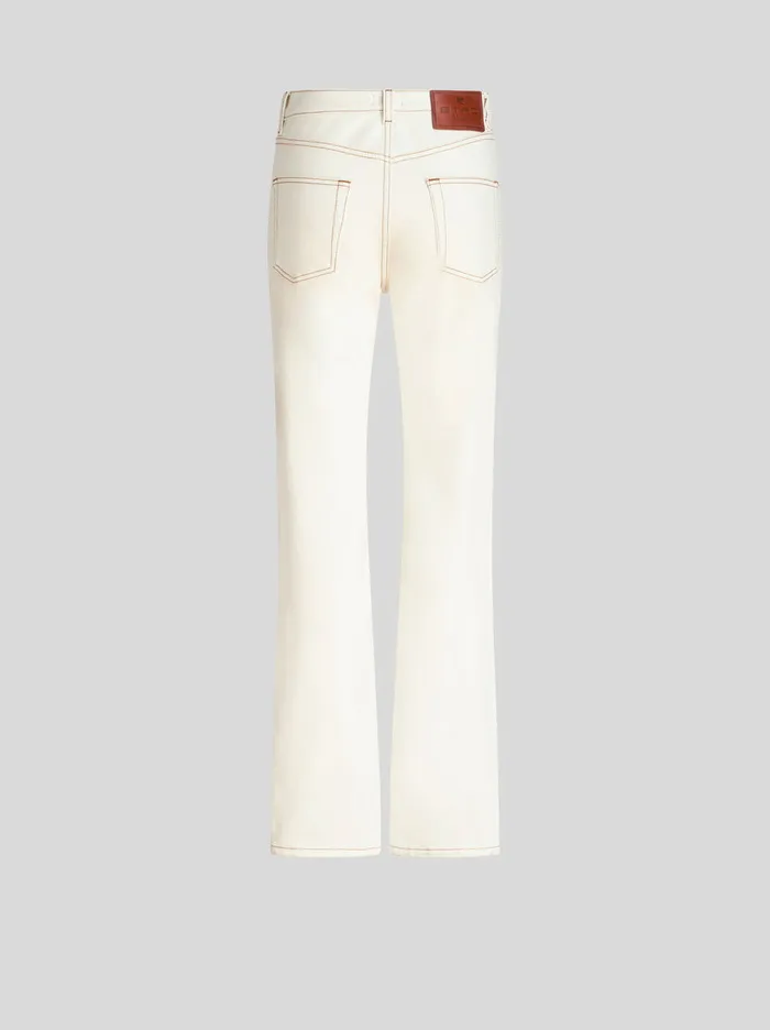 Women Jeans With Floral Side Bands Etro Trousers