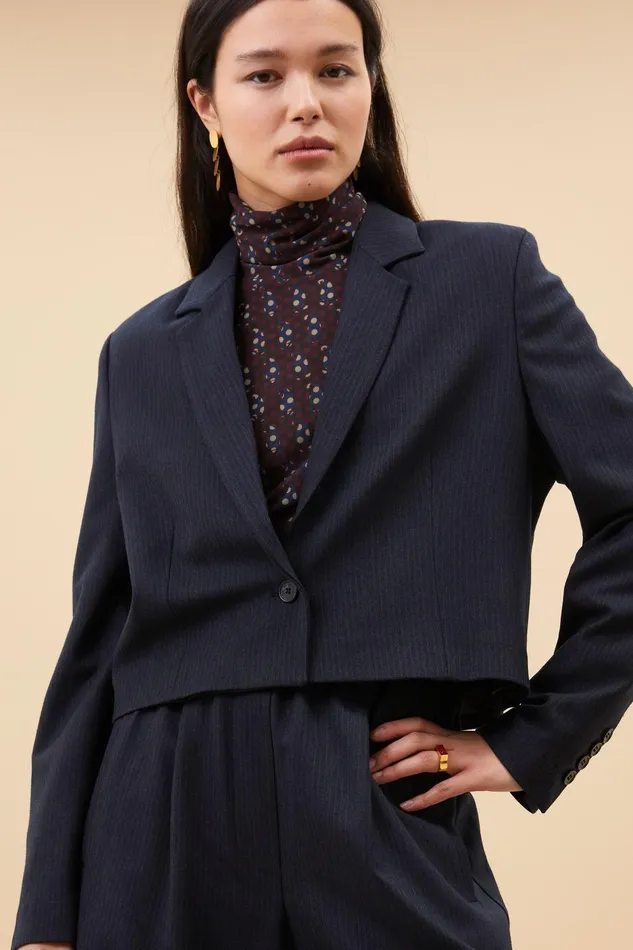 Women Jody Stripe Blazer Dark Navy Bybar Jackets
