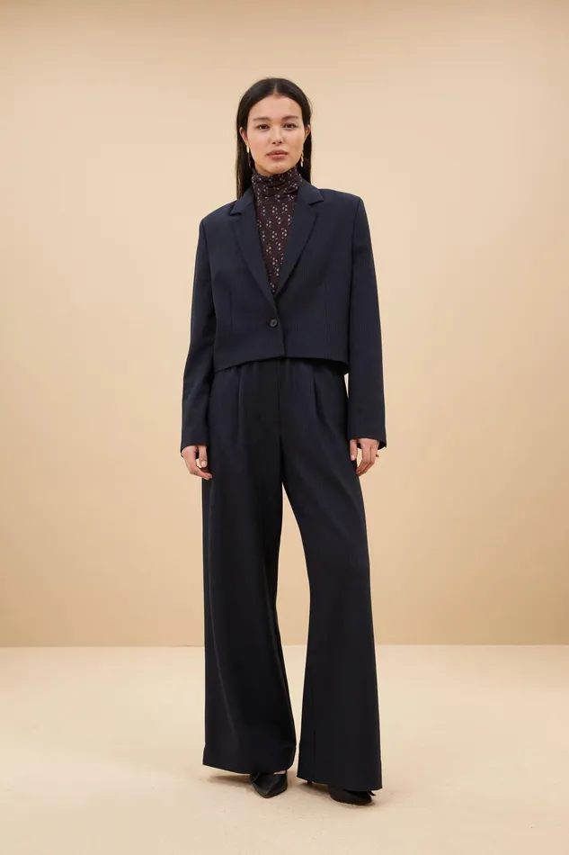Women Jody Stripe Blazer Dark Navy Bybar Jackets
