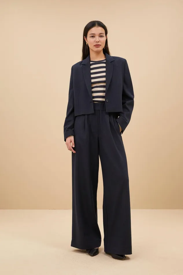 Women Jody Stripe Blazer Dark Navy Bybar Jackets
