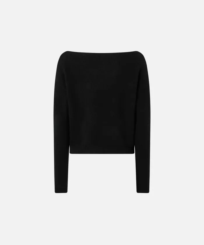 Women Knitwear Pinko Cashmereblend Sweater With Embroidered Logo Limo Black Women Knitwear Pinko Cashmereblend Sweater With Embroidered Logo Limo Black