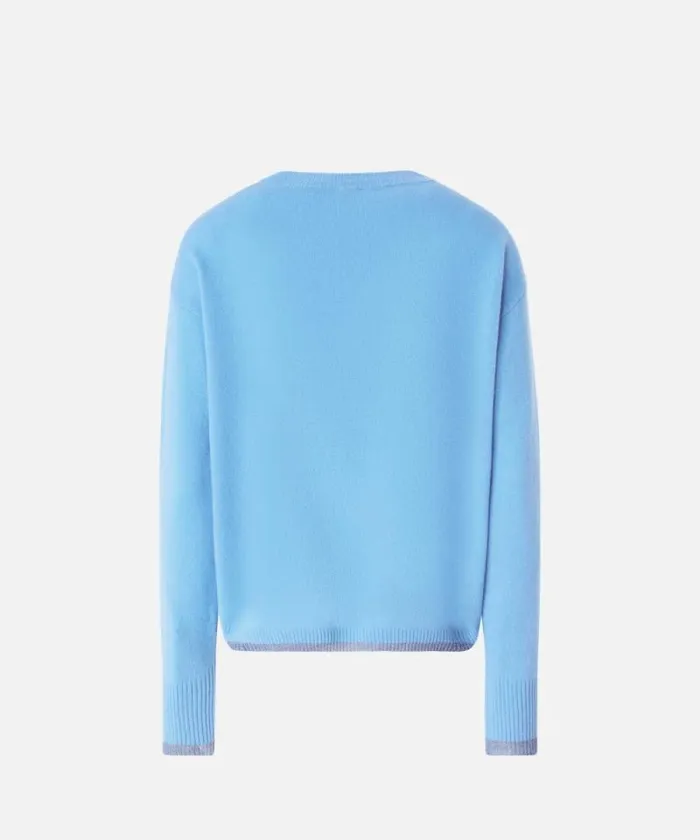 Women Knitwear Pinko Knit Cashmereblend Pullover With Lurex Light Blueperiwinkle Women Knitwear Pinko Knit Cashmereblend Pullover With Lurex Light Blueperiwinkle