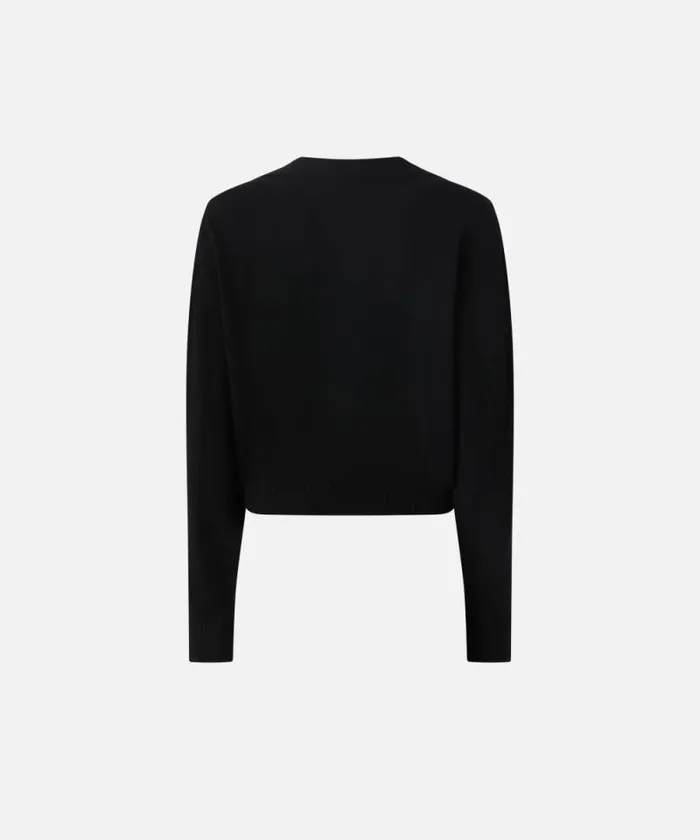 Women Knitwear Pinko Short Cashmereblend Sweater With Collar Limo Black Women Knitwear Pinko Short Cashmereblend Sweater With Collar Limo Black