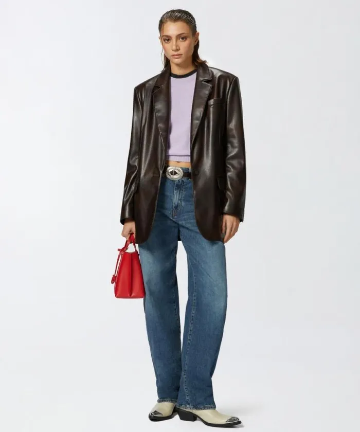 Women Knitwear Pinko Short Sweater With Contrasting Edging Pinkgrey Melange Women Knitwear Pinko Short Sweater With Contrasting Edging Pinkgrey Melange