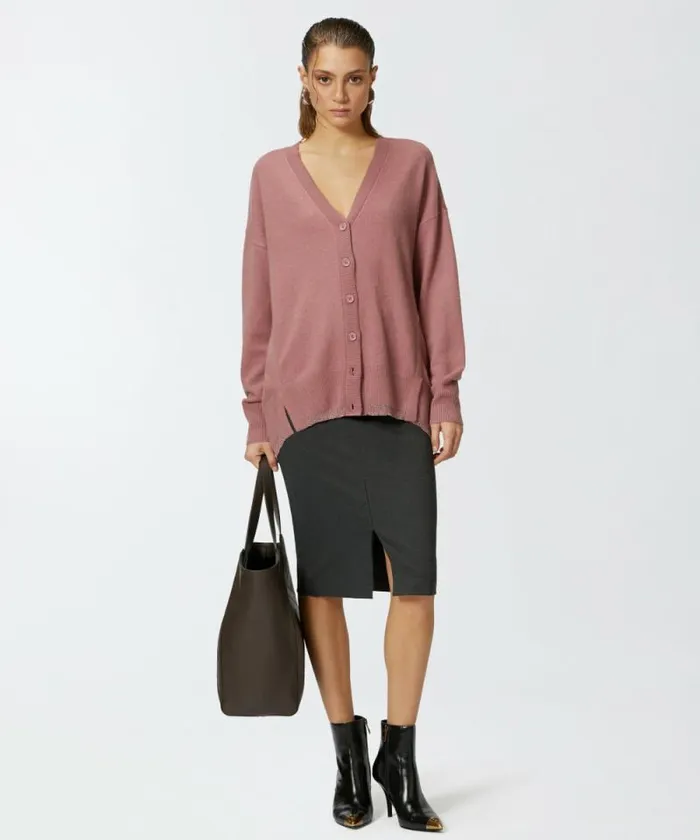 Women Knitwear Pinko Wool And Cashmere Cardigan With Lurex Edging Nostalgia Rose Women Knitwear Pinko Wool And Cashmere Cardigan With Lurex Edging Nostalgia Rose