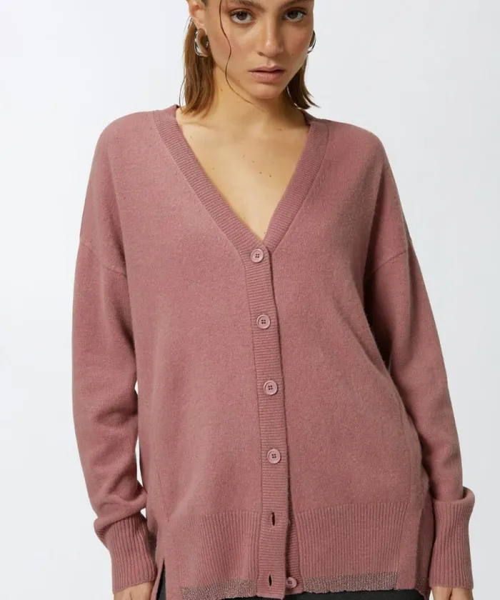 Women Knitwear Pinko Wool And Cashmere Cardigan With Lurex Edging Nostalgia Rose Women Knitwear Pinko Wool And Cashmere Cardigan With Lurex Edging Nostalgia Rose