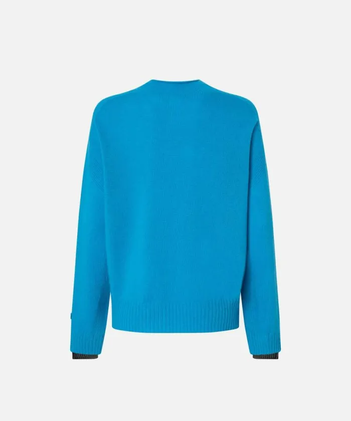 Women Knitwear Pinko Wool And Cashmere Sweater With Standup Collar Turquoisegrey Women Knitwear Pinko Wool And Cashmere Sweater With Standup Collar Turquoisegrey