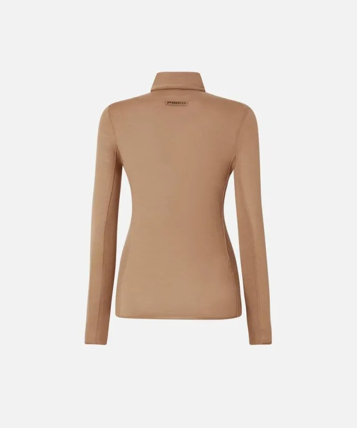 Women Knitwear Pinko Wool And Silk Turtleneck Sweater Beige 8211 Light Brown Women Knitwear Pinko Wool And Silk Turtleneck Sweater Beige 8211 Light Brown