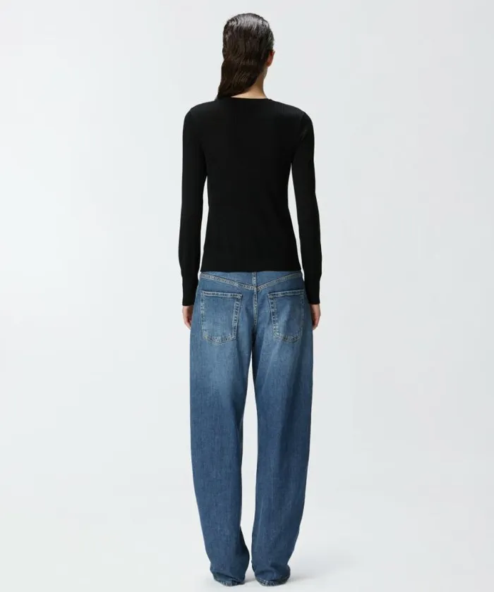 Women Knitwear Pinko Wool Sweater With Side Buttons Limo Black Women Knitwear Pinko Wool Sweater With Side Buttons Limo Black
