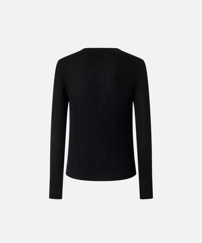 Women Knitwear Pinko Wool Sweater With Side Buttons Limo Black Women Knitwear Pinko Wool Sweater With Side Buttons Limo Black