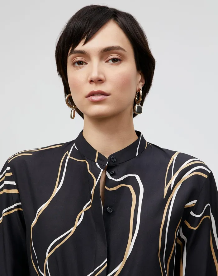 Women Lafayette 148 New York Blouses and Shirts PlusSize Alyse Blouse In Garden Contour Print Black Multi