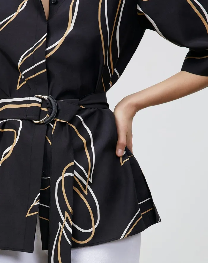 Women Lafayette 148 New York Blouses and Shirts PlusSize Alyse Blouse In Garden Contour Print Black Multi