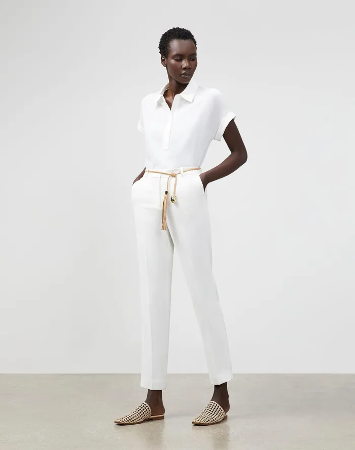 Women Lafayette 148 New York Blouses and Shirts PlusSize Mavis Blouse In Lightweight Sandwashed Silk Cloud