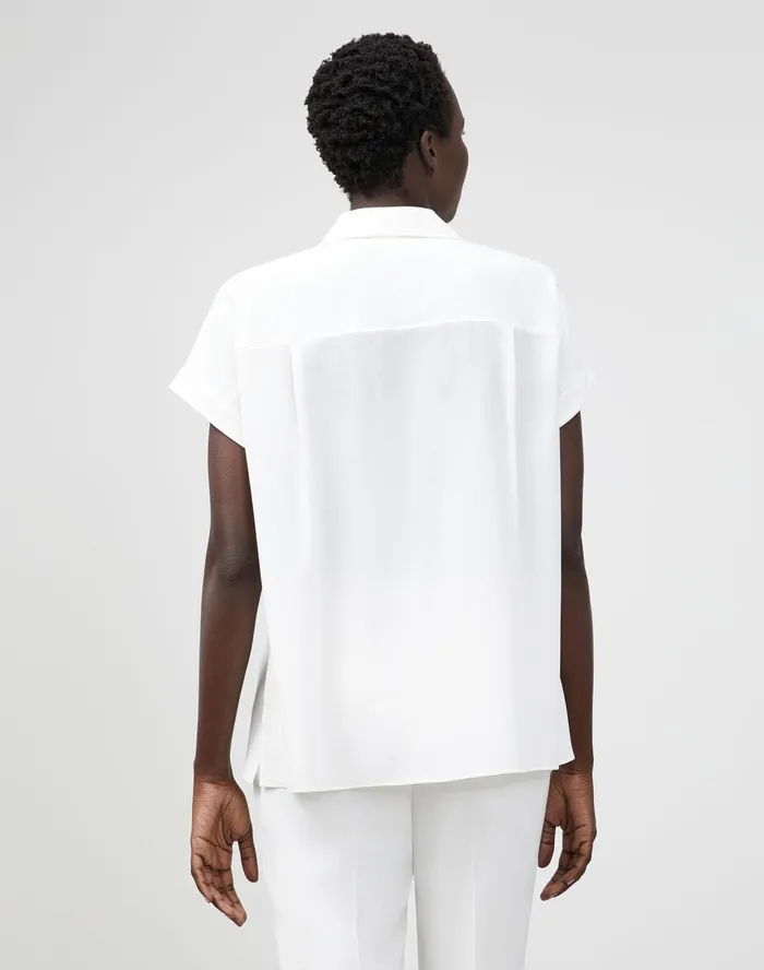 Women Lafayette 148 New York Blouses and Shirts PlusSize Mavis Blouse In Lightweight Sandwashed Silk Cloud