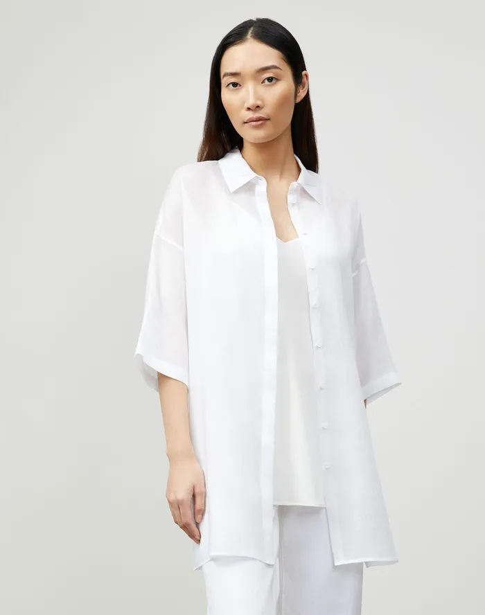 Women Lafayette 148 New York Blouses and Shirts PlusSize Saylor Blouse In Gemma Cloth White