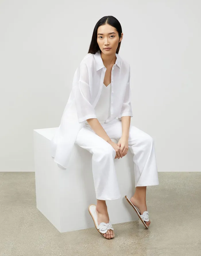Women Lafayette 148 New York Blouses and Shirts PlusSize Saylor Blouse In Gemma Cloth White