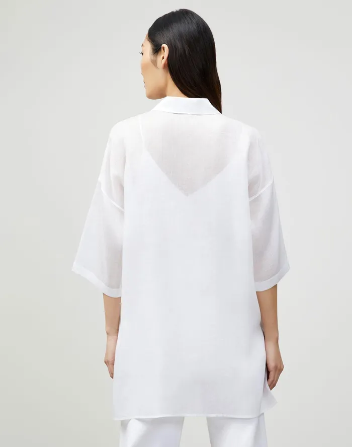 Women Lafayette 148 New York Blouses and Shirts PlusSize Saylor Blouse In Gemma Cloth White