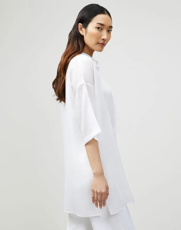 Women Lafayette 148 New York Blouses and Shirts PlusSize Saylor Blouse In Gemma Cloth White