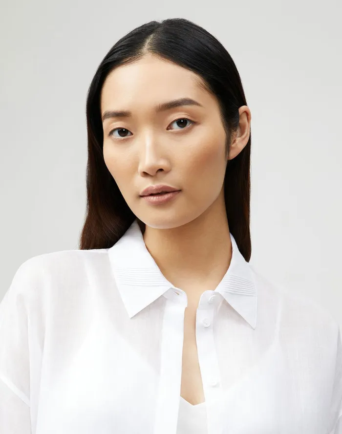 Women Lafayette 148 New York Blouses and Shirts PlusSize Saylor Blouse In Gemma Cloth White