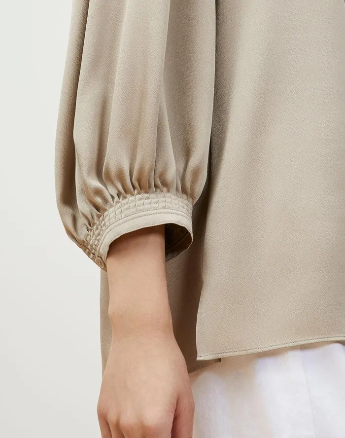 Women Lafayette 148 New York Blouses and Shirts PlusSize Skye Blouse In Carlisle Cloth Smoked Taupe