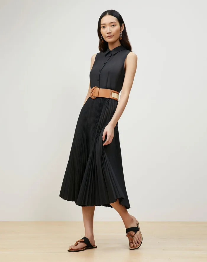 Women Lafayette 148 New York Dresses Bennett Shirtdress In Valencia Cloth Black