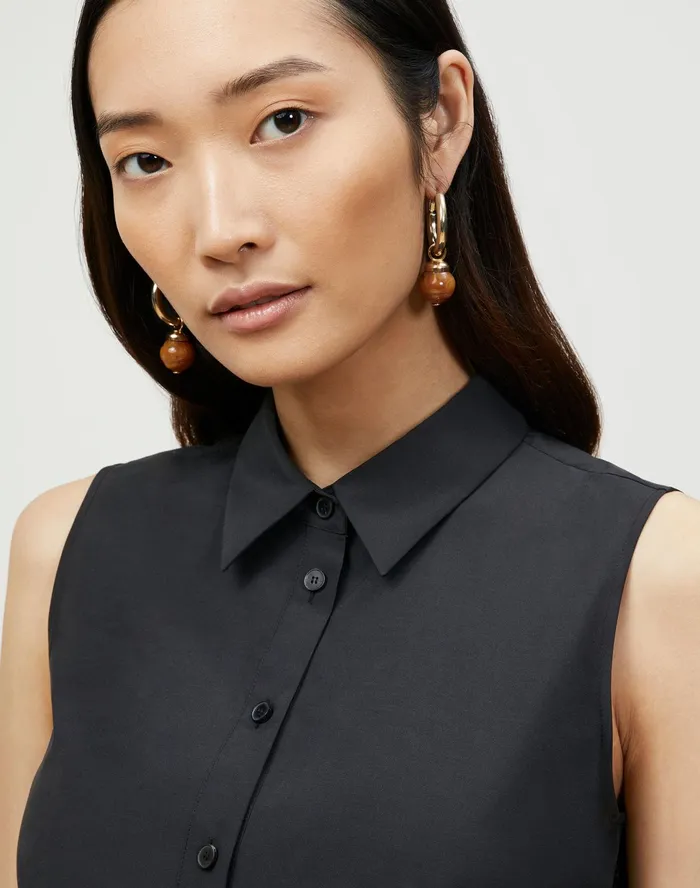 Women Lafayette 148 New York Dresses Bennett Shirtdress In Valencia Cloth Black