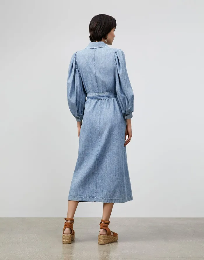 Women Lafayette 148 New York Dresses Mia Shirtdress In Italian KindCotton Chambray Stonewash Blue