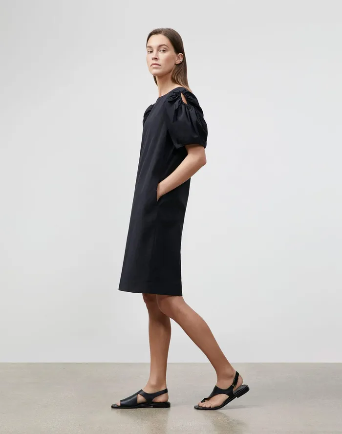 Women Lafayette 148 New York Dresses Petite Hattie Dress In Italian Sculpted KindCotton Black