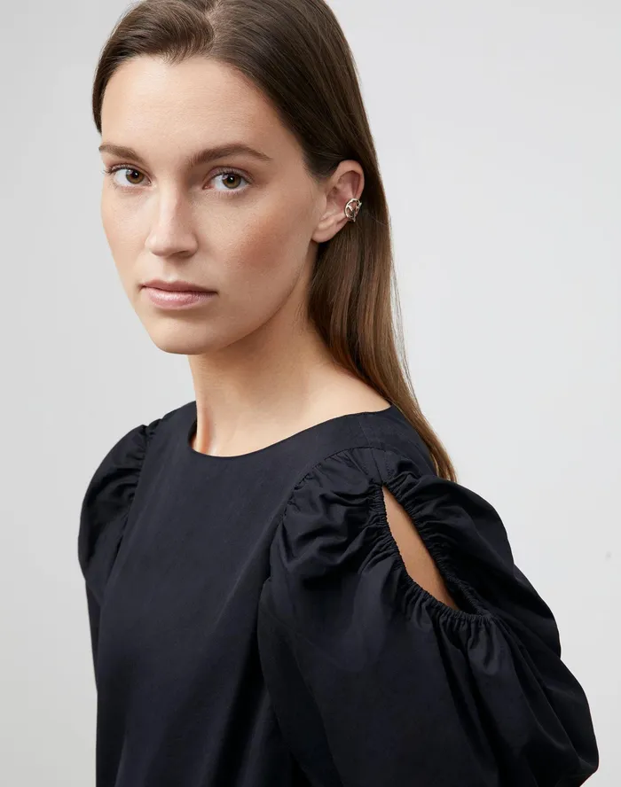 Women Lafayette 148 New York Dresses Petite Hattie Dress In Italian Sculpted KindCotton Black