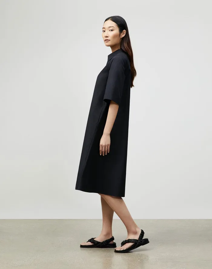 Women Lafayette 148 New York Dresses Sedwick Shirtdress In Italian Sculpted Kindcotton Black
