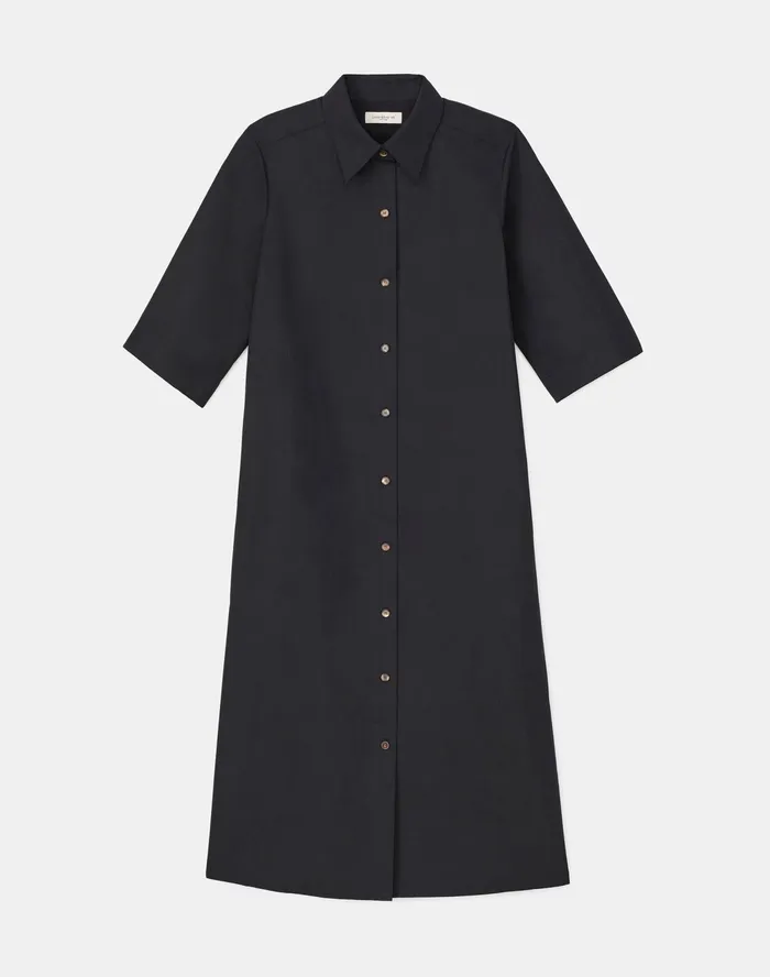 Women Lafayette 148 New York Dresses Sedwick Shirtdress In Italian Sculpted Kindcotton Black