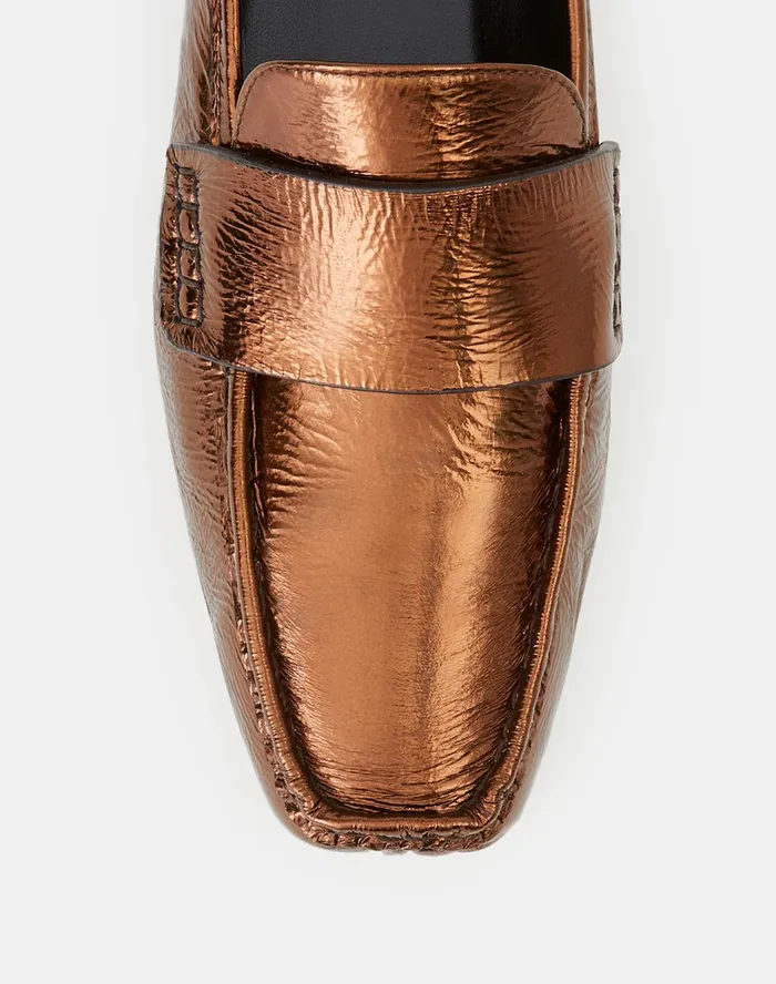 Women Lafayette 148 New York Flats Audette Metallic Nappa Driving Loafer Cappuccino Metallic